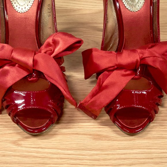 Roberto Cavalli Red Patent Leather Sandals High Heels, Size IT 39, Made in Italy - Picture 2 of 11